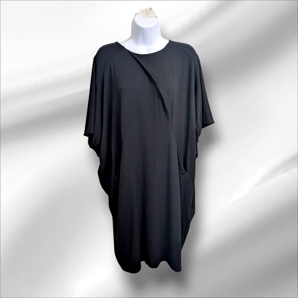 COS Women's Black Batwing Sleeve Dress Slouchy Lagenlook Pockets Oversized S